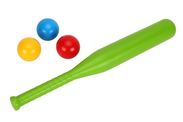 Bejzbolska palica 50cm + 3 plastične loptice 2 boje u mrežici