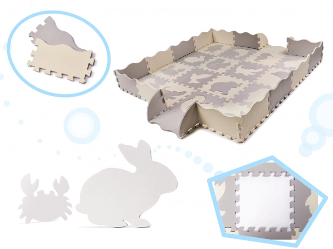 Kontrastne bež boje pjenaste puzzle sa životinjama