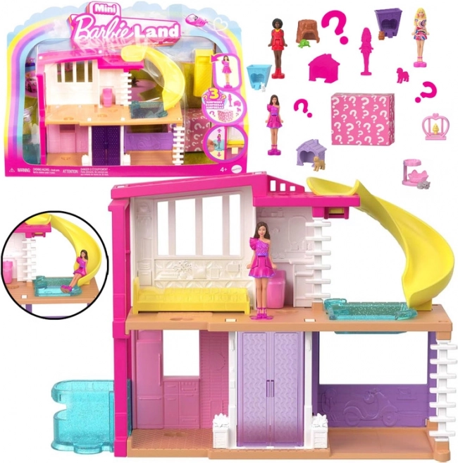 Mattel mini BarbieLand kućica za lutke s lutkicom, ljubimcem i dodacima