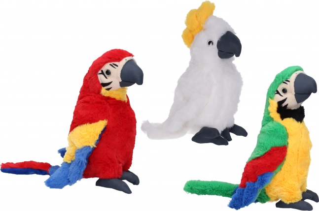 plišani papagaj 24 cm – mekana igračka u 3 boje