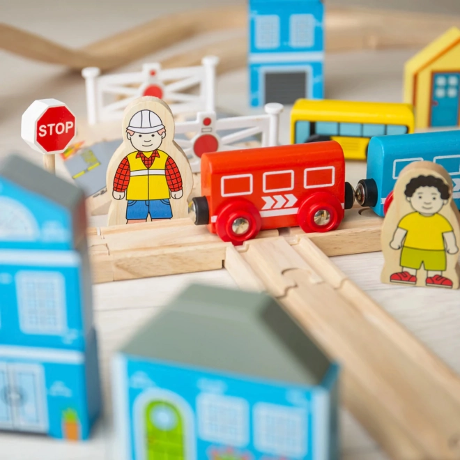 Bigjigs Rail Drvena vlakodrava grad i selo 101 dijelova