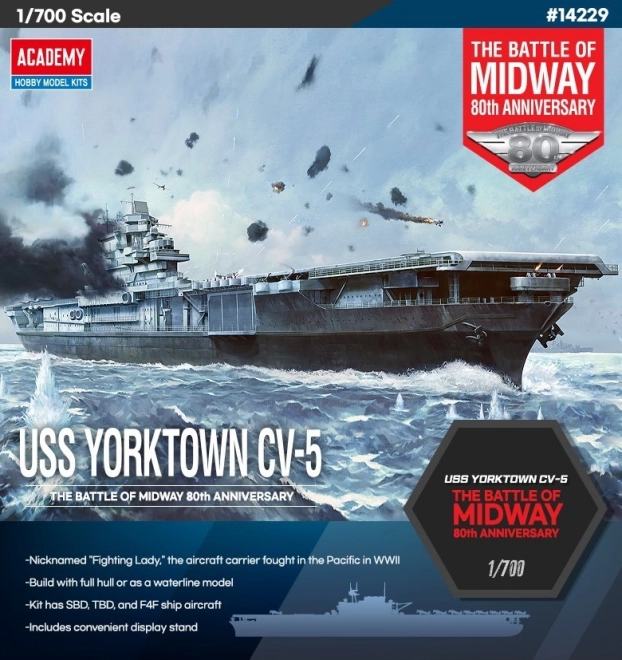 Model nosača aviona Yorktown CV-5 Bitka kod Midwaya 1/700