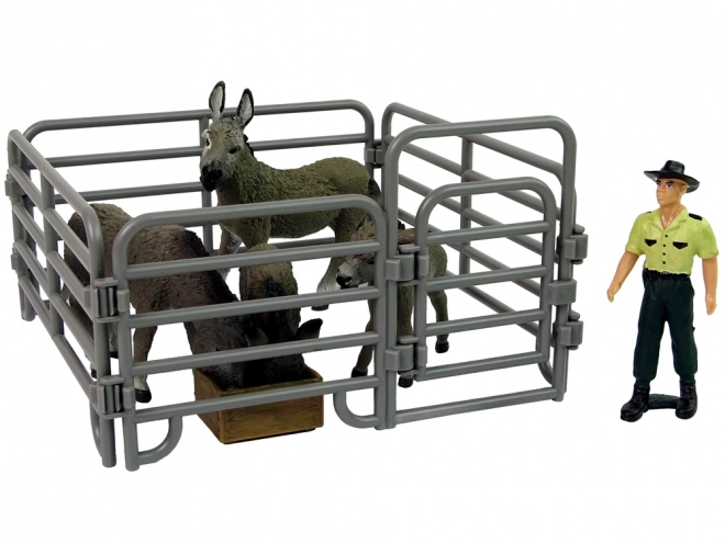 Set figura četiri magarca farmera Ograda siva