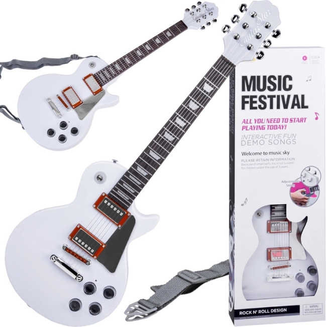 Električna gitara za djecu s remenom – Bijela