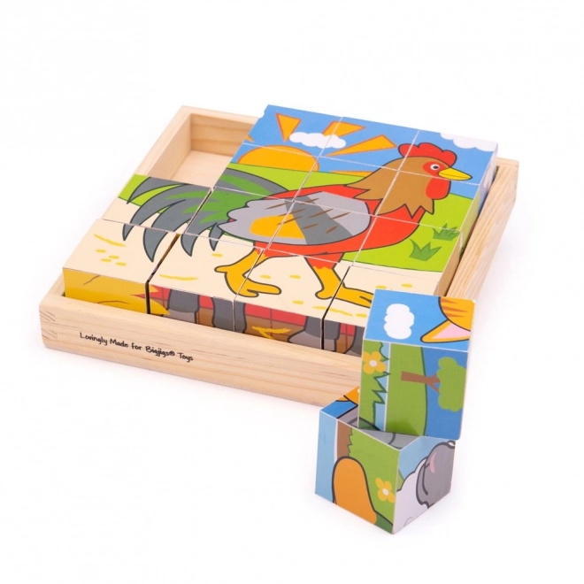 Bigjigs Toys Slikovne kocke farma