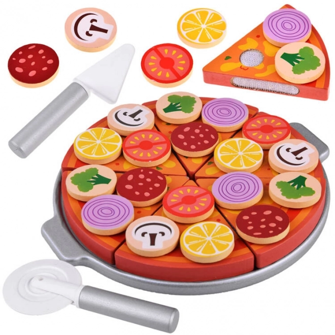 Drvena pizza za rezanje s dodacima