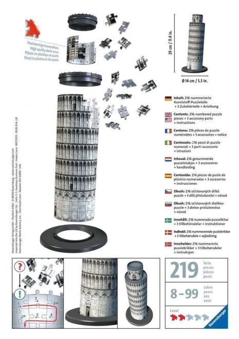 Ravensburger 3D puzzle Kosi toranj Pisa 216 dijelova