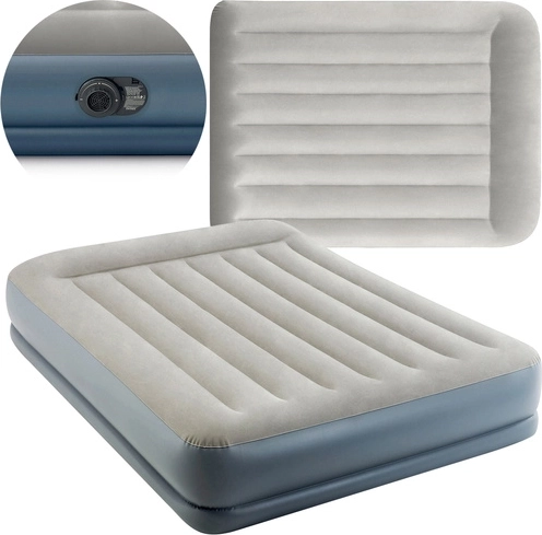 Napunjiv krevet od velura INTEX Pillow Rest Mid-Rise, bračni s električnom pumpom 203 × 152 × 30 cm