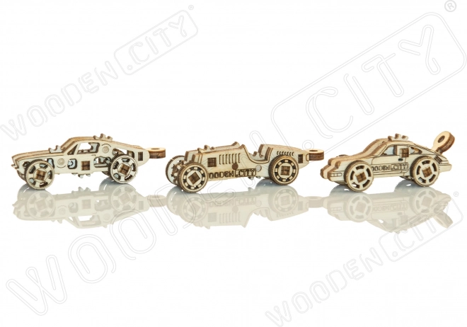 Drveni 3D puzzle mini set sportskih automobila