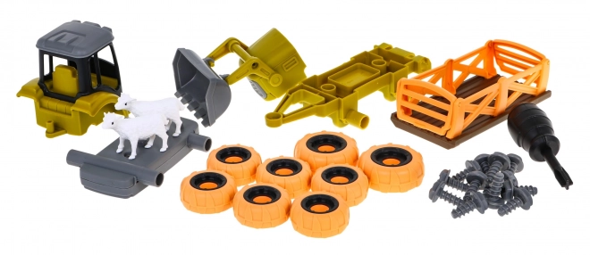 Traktor koji se može odviti s kašikom i prikolicom + odvijač + ovce Igračka za djecu 3+