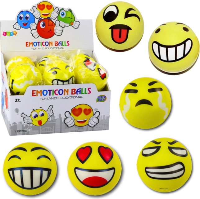 Pjenasta loptica s emotikonima 10 cm, žuta