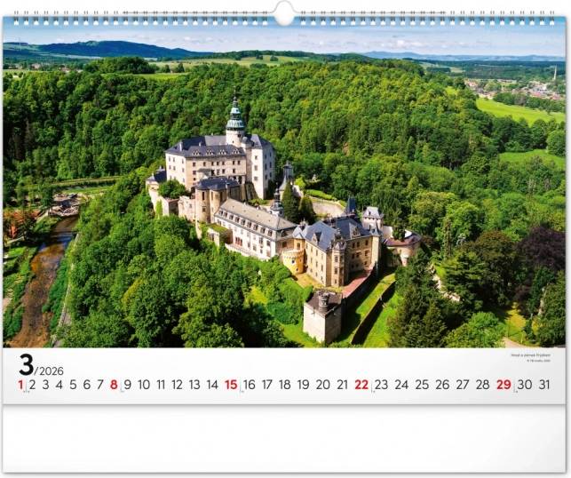 Zidni kalendar Panoramata Češke 2026