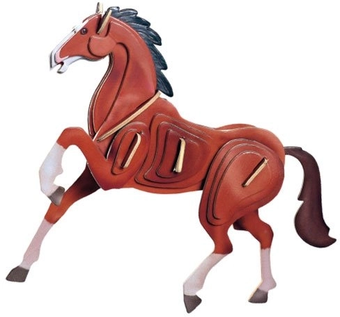 Drveni 3D puzzle Šareni konj