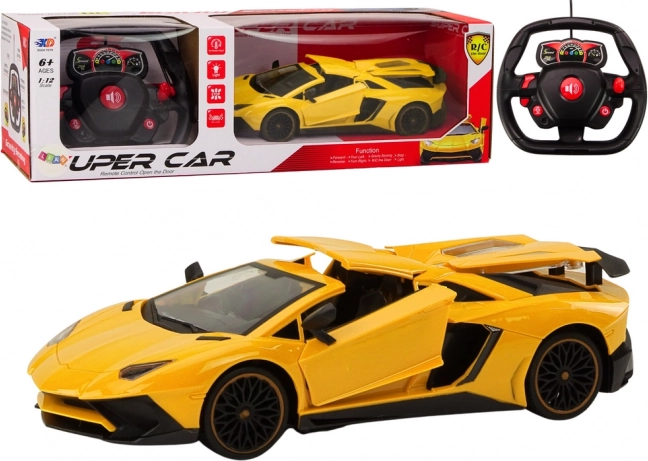 Trkaći RC auto 1:12 žuti s otvarajućim vratima