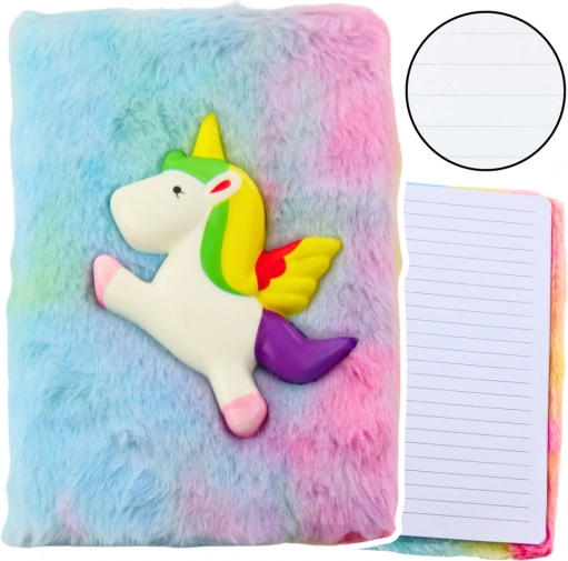 Šareni plišani notes s 3D jednorogom