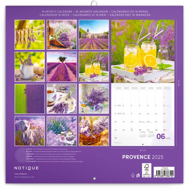 NOTIQUE Bilježnica Kalendar Provanse 2025, mirisni, 30 x 30 cm