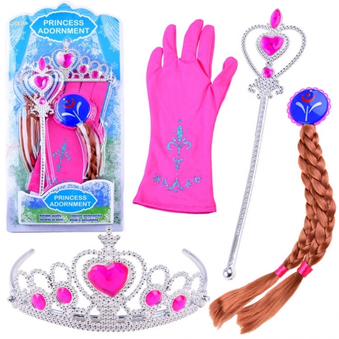 Kostim set Princeza s krunom i pletenicama – Ružičasta