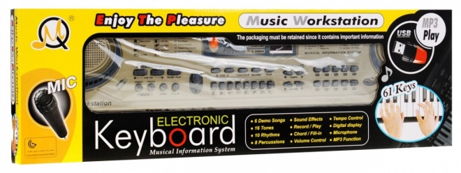 Bežova tipkovnica za djecu 5+ Mikrofon + snimanje + USB MP3 - model br. 811