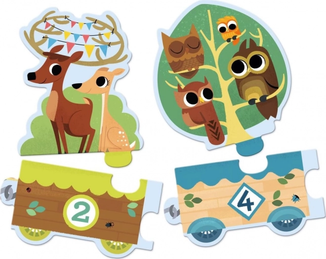 DJECO Puzzle Vlak sa životinjicama i brojevima 20 dijelova