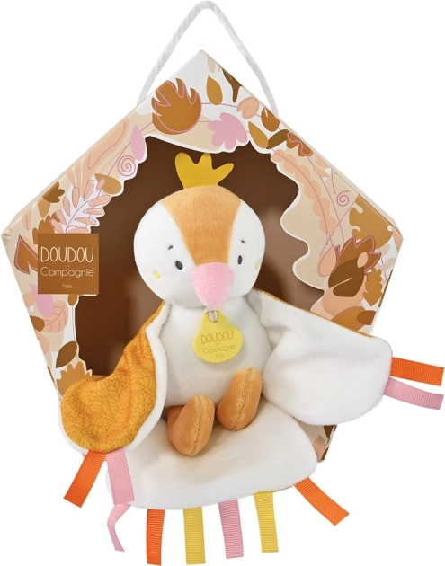 Doudou poklon set – glazbeni plišani ptičak 23 cm – žuti