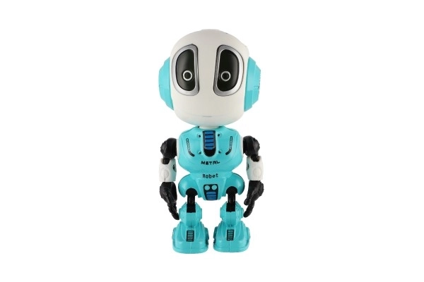 Robot ECHO koji ponavlja rečenice metalni 12cm plavi na baterije sa zvukom i svjetlom u kutiji 10,5x15x5,5cm
