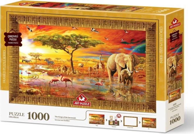 ART PUZZLE Slagalica s okvirom i ljepilom 3v1 1000 dijelova – Kraljevi savane