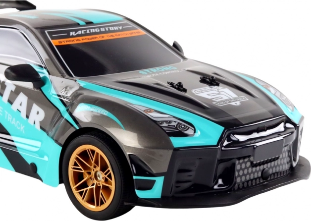 Veliki RC sportski automobil 1:10 tirkizno-crni