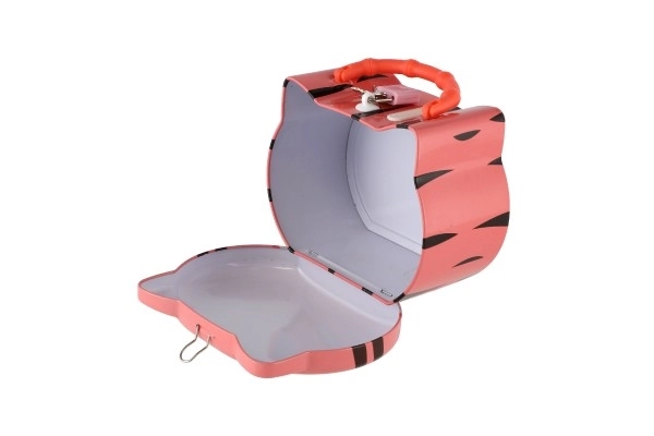 Pokladnička mačka/mačkica limenka sa bravom 14x12cm 3 boje u plastičnoj kutiji