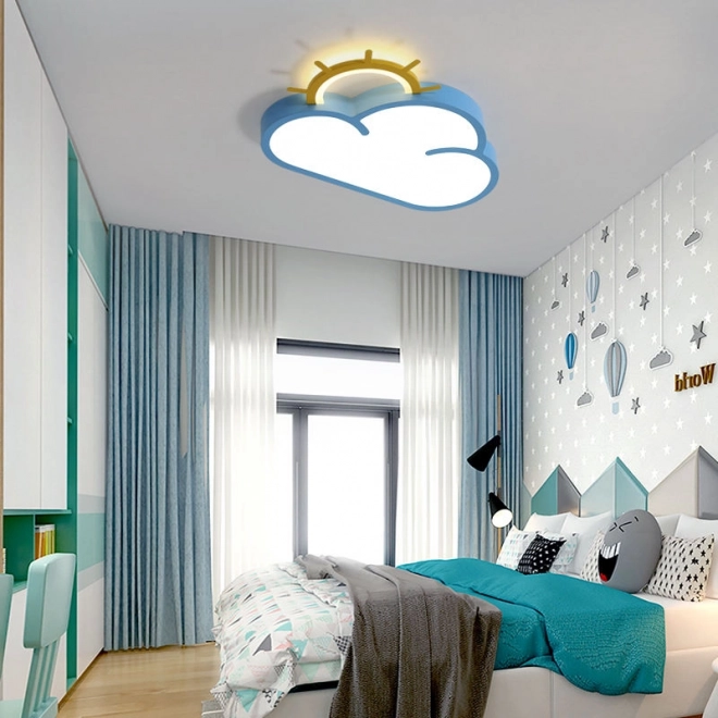 Dječja stropna LED lampa Oblak s daljinskim upravljačem plava