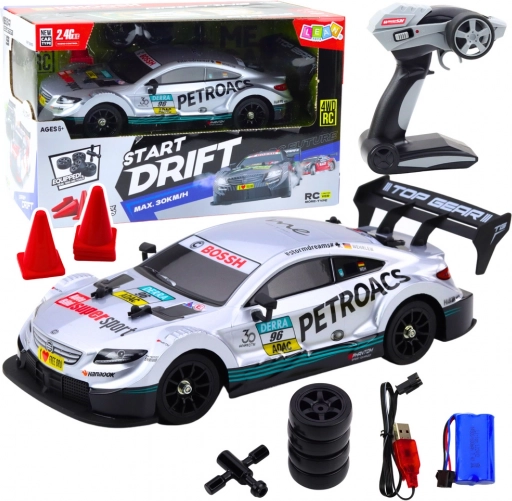 Utrkivački RC automobil za drift u mjerilu 1:16, srebrni