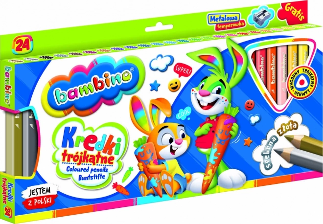 Trokutaste bojice s rezačem Bambino - 24 komada
