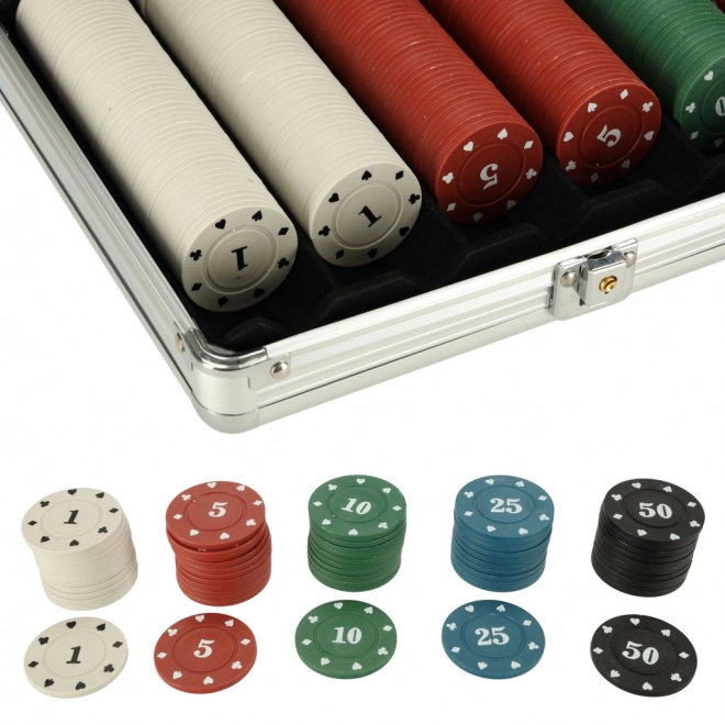 Set za poker u kovčežiću 500 žetona 2 paketa karata