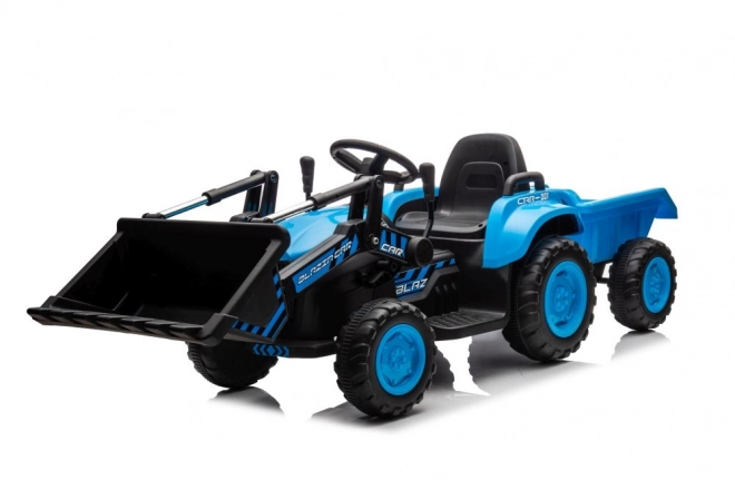 Električni dječji traktor s lopatom plavi