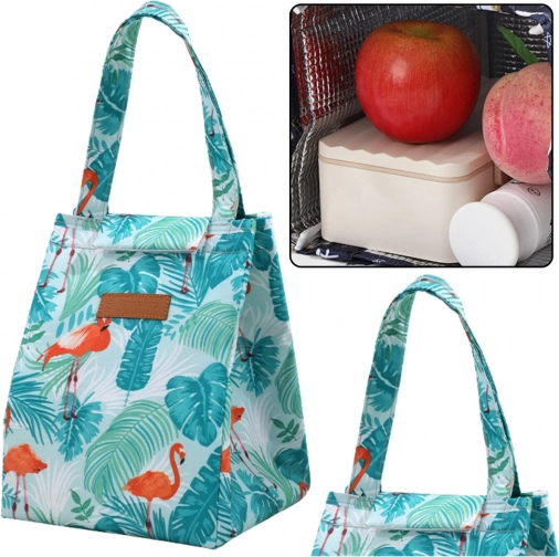 Termo torba za ručak s motivom listova i flamingosa 25 cm