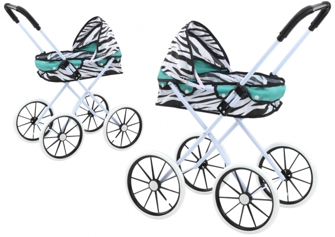 Kolica za lutke Veliki kotači Skaldajuće Zebra Tirkizna
