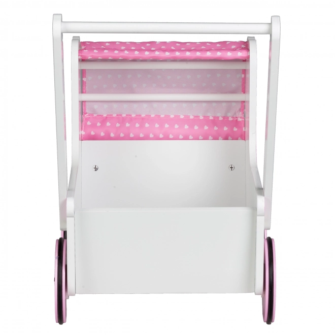 EcoToys Drveni dječji kolica za lutke Pink Heart