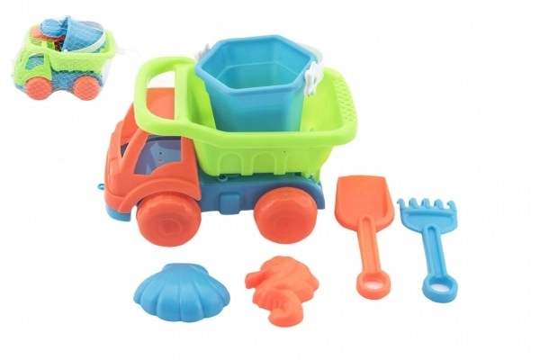 Auto za pijesak s dodacima plast 16cm 2 boje u mrežici