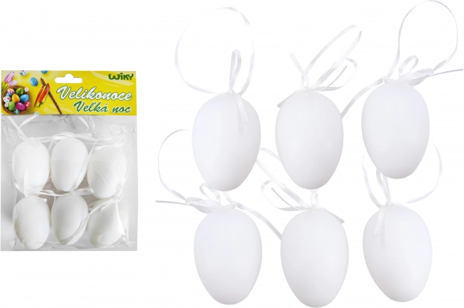 Dekorativna plastična bijela jaja za vješanje 6 cm