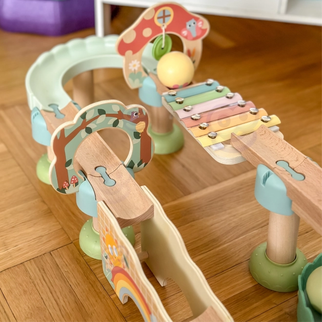 Drvena staza s kuglicama s ksilofonom Tooky Toy 44 kom