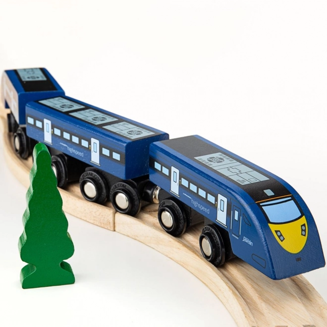 Drveni brzi vlak plavi Bigjigs Rail