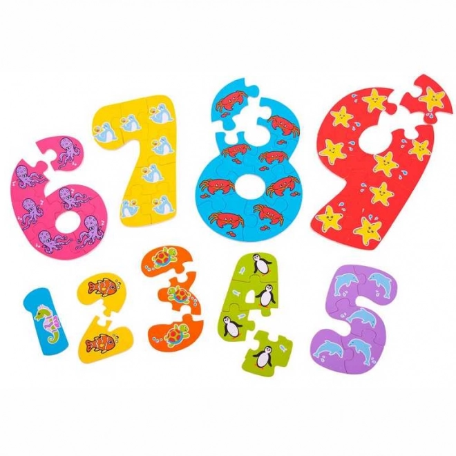 Bigjigs Toys Drvena puzzle brojevi 1-9