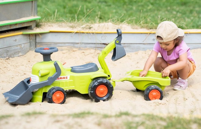 Vozeći traktor Claas s prikolicom, utovarivačem i lopatom