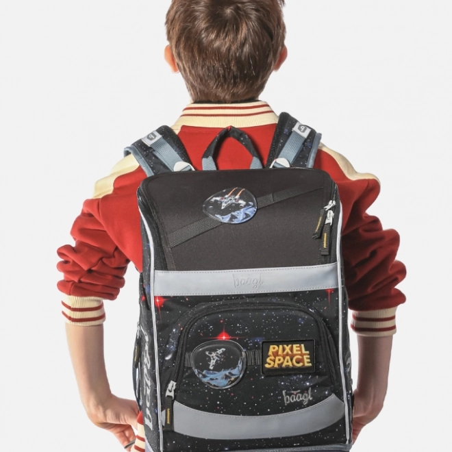 Školski set BAAGL: Zippy Plus Pixel Space - torba, pernica, vrećica
