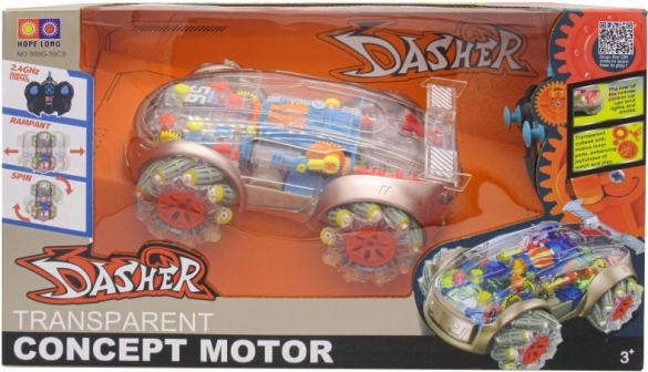 RC auto s efektom dima i prozirnim dizajnom