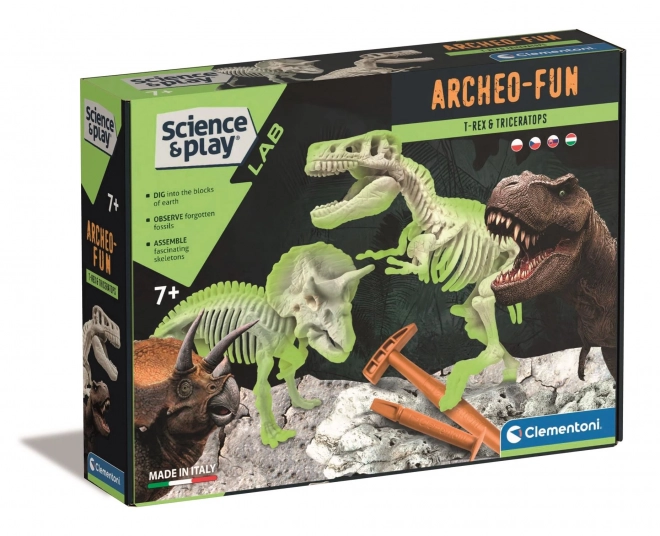 CLEMENTONI Znanost&Igra ArcheoFun: T-Rex + Triceratops