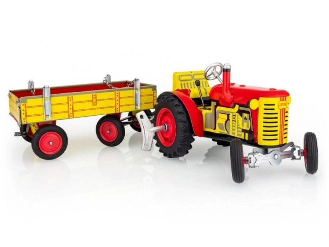 Traktor Zetor s prikolicom crveni na ključ metal 28cm Kovap u kutiji