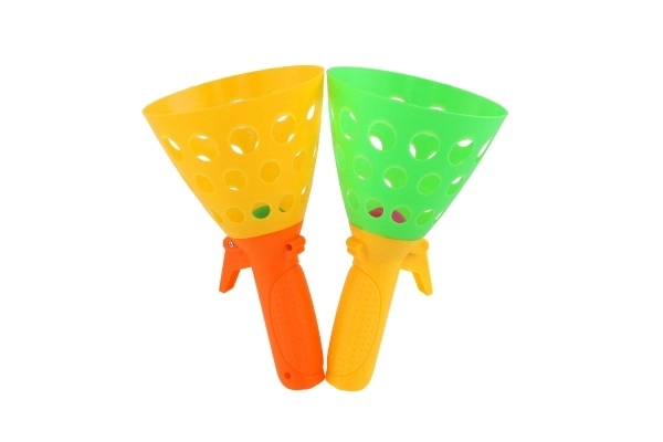 Catch loptica igra/hvatanje lopte 2 kom plastično 19 cm + 3 loptice u mrežici