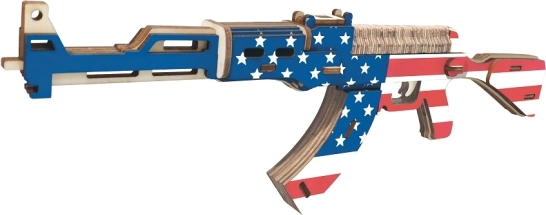 Drvene 3D puzzle Automatska puška AK47 Američka zastava