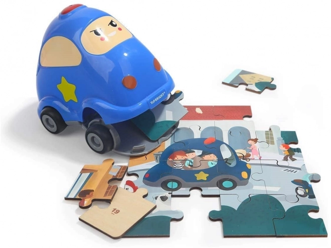 TOP BRIGHT Drvene puzzle s igračkom: Policijski auto 24 dijela