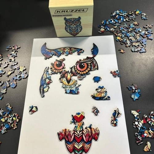 Drvene puzzle sova Kruzzel